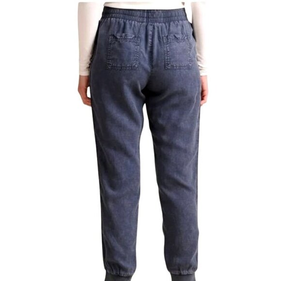 Splendid Linen-Blend Jogger Pants Navy XL Smock Waist 4-Pocket Styling Splendid - Picture 3 of 6